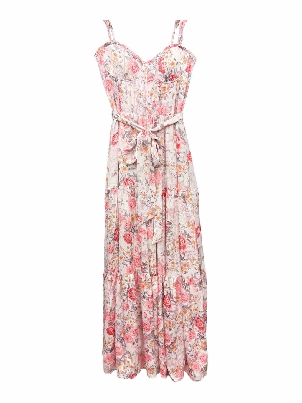 Altar'd State Pink Floral Corset Maxi Dress